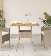 Gartentisch Beige 80x80x75 cm Poly Rattan Akazienholz