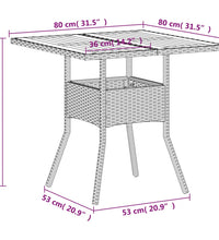 Gartentisch Beige 80x80x75 cm Poly Rattan Akazienholz