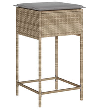 Garten-Barhocker mit Kissen 2 Stk. Beige Poly Rattan