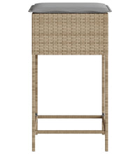 Garten-Barhocker mit Kissen 2 Stk. Beige Poly Rattan