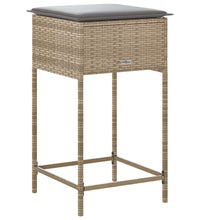 Garten-Barhocker mit Kissen 2 Stk. Beige Poly Rattan