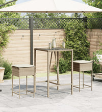 Garten-Barhocker mit Kissen 2 Stk. Beige Poly Rattan