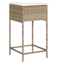 Garten-Barhocker mit Kissen 2 Stk. Beige Poly Rattan