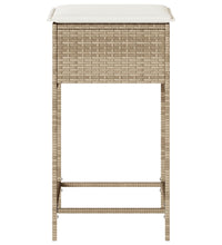 Garten-Barhocker mit Kissen 2 Stk. Beige Poly Rattan