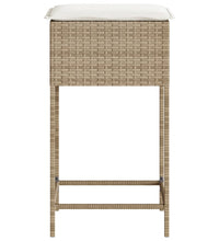 Garten-Barhocker mit Kissen 2 Stk. Beige Poly Rattan