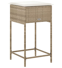 Garten-Barhocker mit Kissen 2 Stk. Beige Poly Rattan