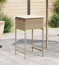 Garten-Barhocker mit Kissen 2 Stk. Beige Poly Rattan