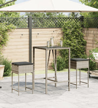 Garten-Barhocker mit Kissen 2 Stk. Hellgrau Poly Rattan