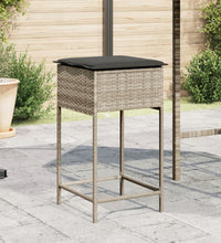 Garten-Barhocker mit Kissen 2 Stk. Hellgrau Poly Rattan