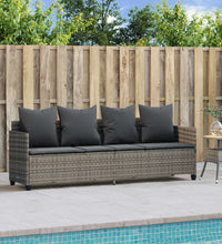 Sonnenliege mit Kissen Grau Poly Rattan