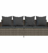 Sonnenliege mit Kissen Grau Poly Rattan