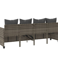 Sonnenliege mit Kissen Grau Poly Rattan