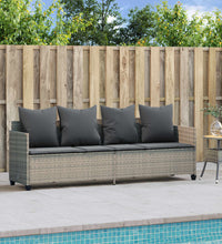 Sonnenliege mit Kissen Hellgrau Poly Rattan