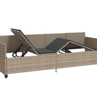 Sonnenliege mit Kissen Hellgrau Poly Rattan