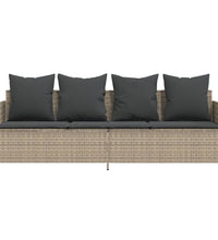 Sonnenliege mit Kissen Hellgrau Poly Rattan