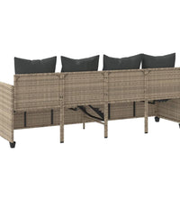 Sonnenliege mit Kissen Hellgrau Poly Rattan