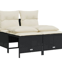 4-tlg. Garten-Sofagarnitur mit Kissen Schwarz Poly Rattan
