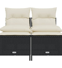 4-tlg. Garten-Sofagarnitur mit Kissen Schwarz Poly Rattan