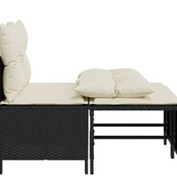 4-tlg. Garten-Sofagarnitur mit Kissen Schwarz Poly Rattan