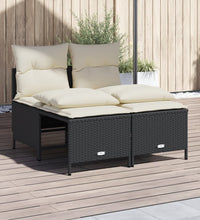 4-tlg. Garten-Sofagarnitur mit Kissen Schwarz Poly Rattan