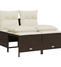 4-tlg. Garten-Sofagarnitur mit Kissen Braun Poly Rattan