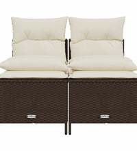 4-tlg. Garten-Sofagarnitur mit Kissen Braun Poly Rattan