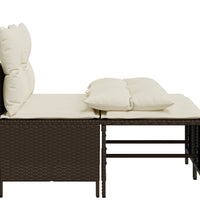 4-tlg. Garten-Sofagarnitur mit Kissen Braun Poly Rattan