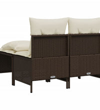 4-tlg. Garten-Sofagarnitur mit Kissen Braun Poly Rattan