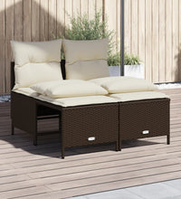 4-tlg. Garten-Sofagarnitur mit Kissen Braun Poly Rattan