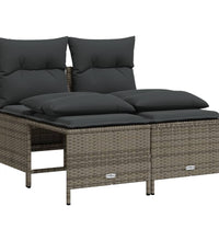 4-tlg. Garten-Sofagarnitur mit Kissen Grau Poly Rattan