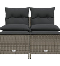 4-tlg. Garten-Sofagarnitur mit Kissen Grau Poly Rattan