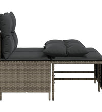 4-tlg. Garten-Sofagarnitur mit Kissen Grau Poly Rattan