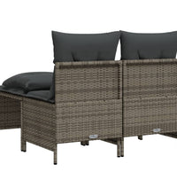 4-tlg. Garten-Sofagarnitur mit Kissen Grau Poly Rattan