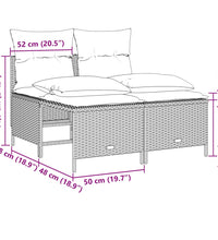 4-tlg. Garten-Sofagarnitur mit Kissen Grau Poly Rattan