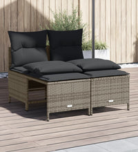 4-tlg. Garten-Sofagarnitur mit Kissen Grau Poly Rattan