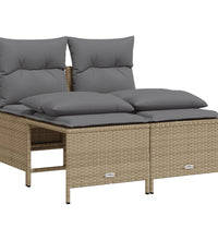 4-tlg. Garten-Sofagarnitur mit Kissen Beige Poly Rattan