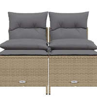 4-tlg. Garten-Sofagarnitur mit Kissen Beige Poly Rattan