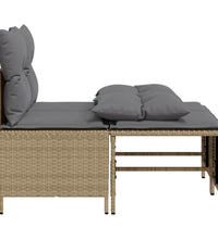 4-tlg. Garten-Sofagarnitur mit Kissen Beige Poly Rattan