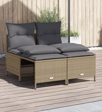 4-tlg. Garten-Sofagarnitur mit Kissen Beige Poly Rattan