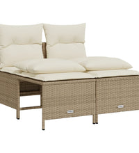 4-tlg. Garten-Sofagarnitur mit Kissen Beige Poly Rattan