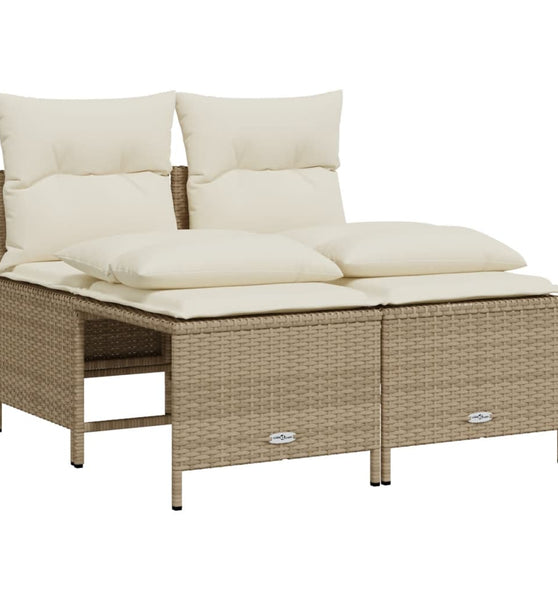 4-tlg. Garten-Sofagarnitur mit Kissen Beige Poly Rattan