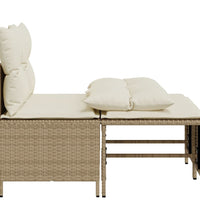 4-tlg. Garten-Sofagarnitur mit Kissen Beige Poly Rattan