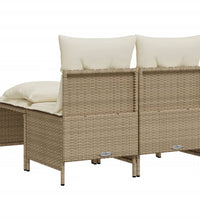 4-tlg. Garten-Sofagarnitur mit Kissen Beige Poly Rattan