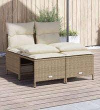 4-tlg. Garten-Sofagarnitur mit Kissen Beige Poly Rattan