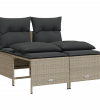 4-tlg. Garten-Sofagarnitur mit Kissen Hellgrau Poly Rattan