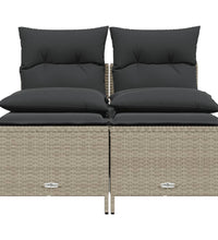 4-tlg. Garten-Sofagarnitur mit Kissen Hellgrau Poly Rattan