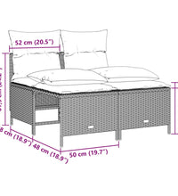 4-tlg. Garten-Sofagarnitur mit Kissen Hellgrau Poly Rattan