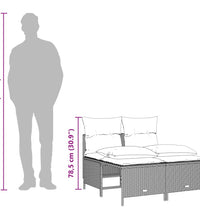 4-tlg. Garten-Sofagarnitur mit Kissen Hellgrau Poly Rattan