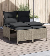 4-tlg. Garten-Sofagarnitur mit Kissen Hellgrau Poly Rattan