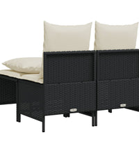 4-tlg. Garten-Sofagarnitur mit Kissen Schwarz Poly Rattan